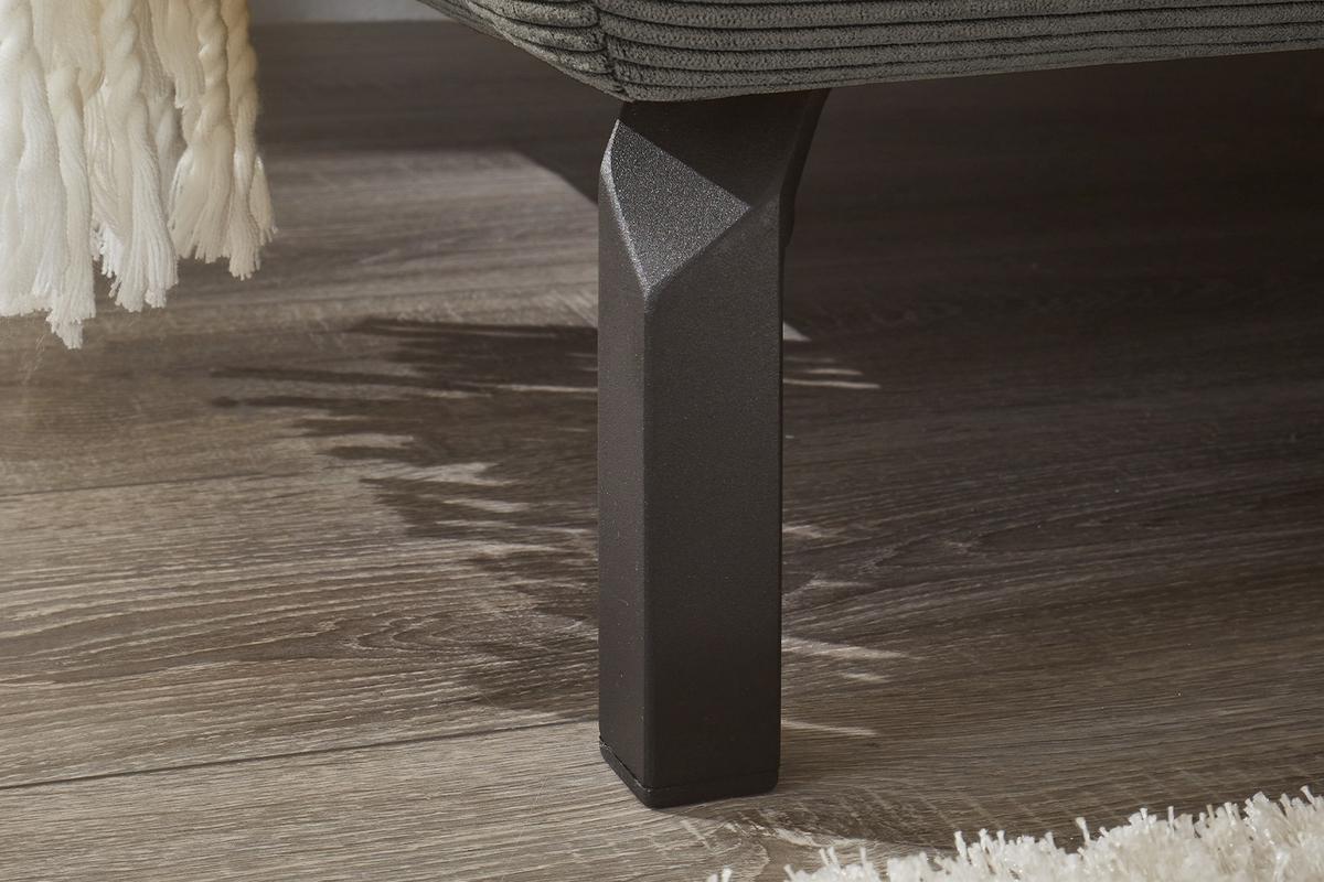 ECKSOFA MIT MOTORISCHEM SITZVORZUG DELIA Anthrazit Cord Relaxfunktion - Anthrazit/Schwarz, Textil/Metall (276/219cm) - KAWOLA