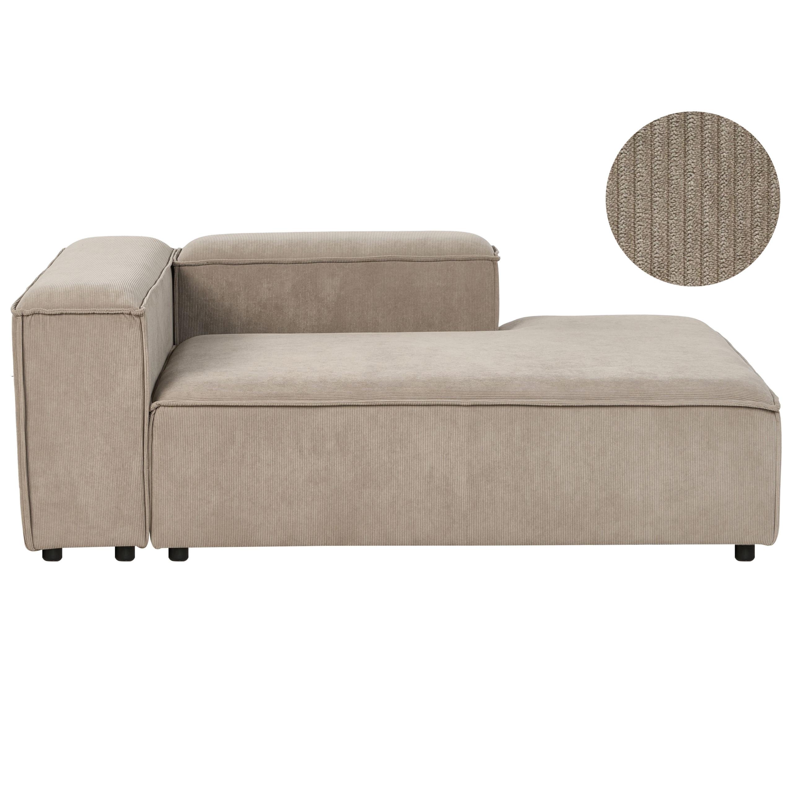 CHAISELONGUE-LINKSSEITIGE Cord Hellbraun Ardal - Hellbraun/Schwarz, Textil (119/68/180cm) - Beliani