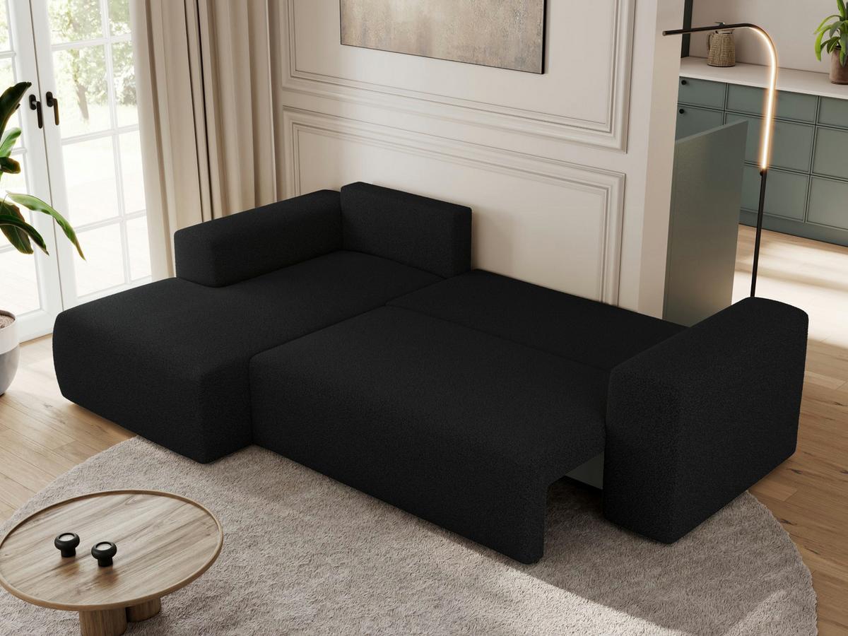 ECKSOFA TRENTINO L Schwarz Boucle - Links - Schwarz, Kunststoff/Textil (266/164cm) - MKS