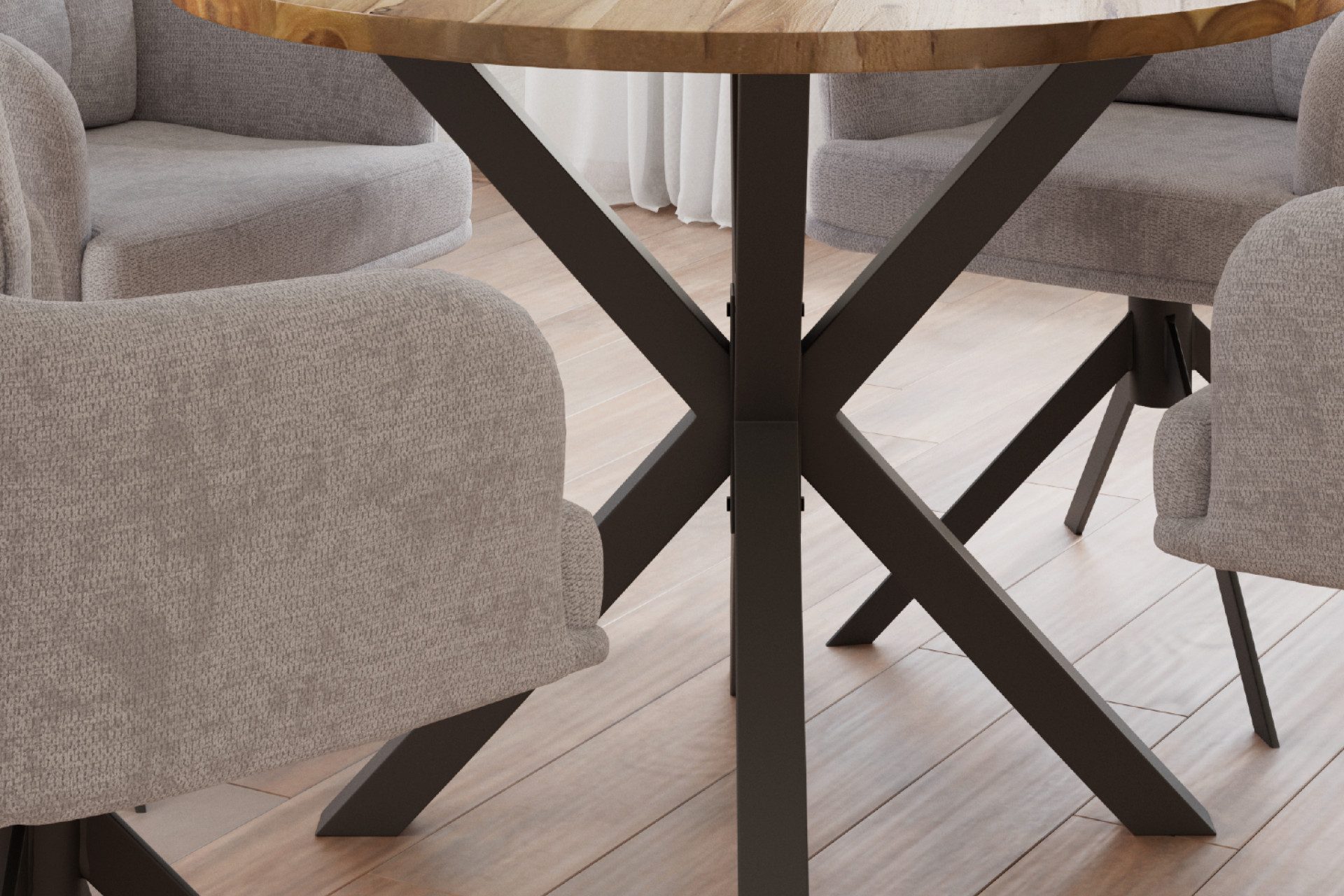 Esstisch Tischbeine dreibeinig Eisen pulverbeschichtet schwarz eckig 