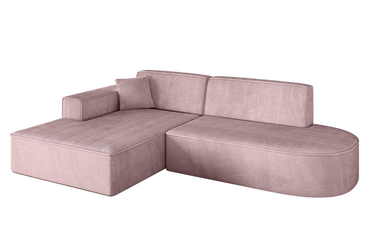 ECKSOFA Ottomane Links IREA-L1-v4 - 232x165x77 cm Rosa - Rosa, Holzwerkstoff/Textil (232/165cm) - ALTDECOR