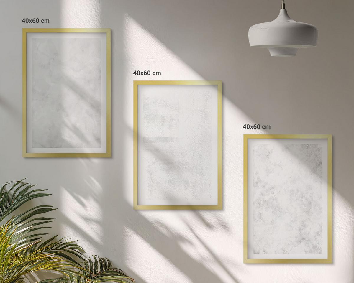 BILDER SET 3er Set - 40x60 cm Goldrahmen - Minimalistischer Hintergrund mit weißen Punkten - Goldfarben, Kunststoff (40/60cm) - TULUP