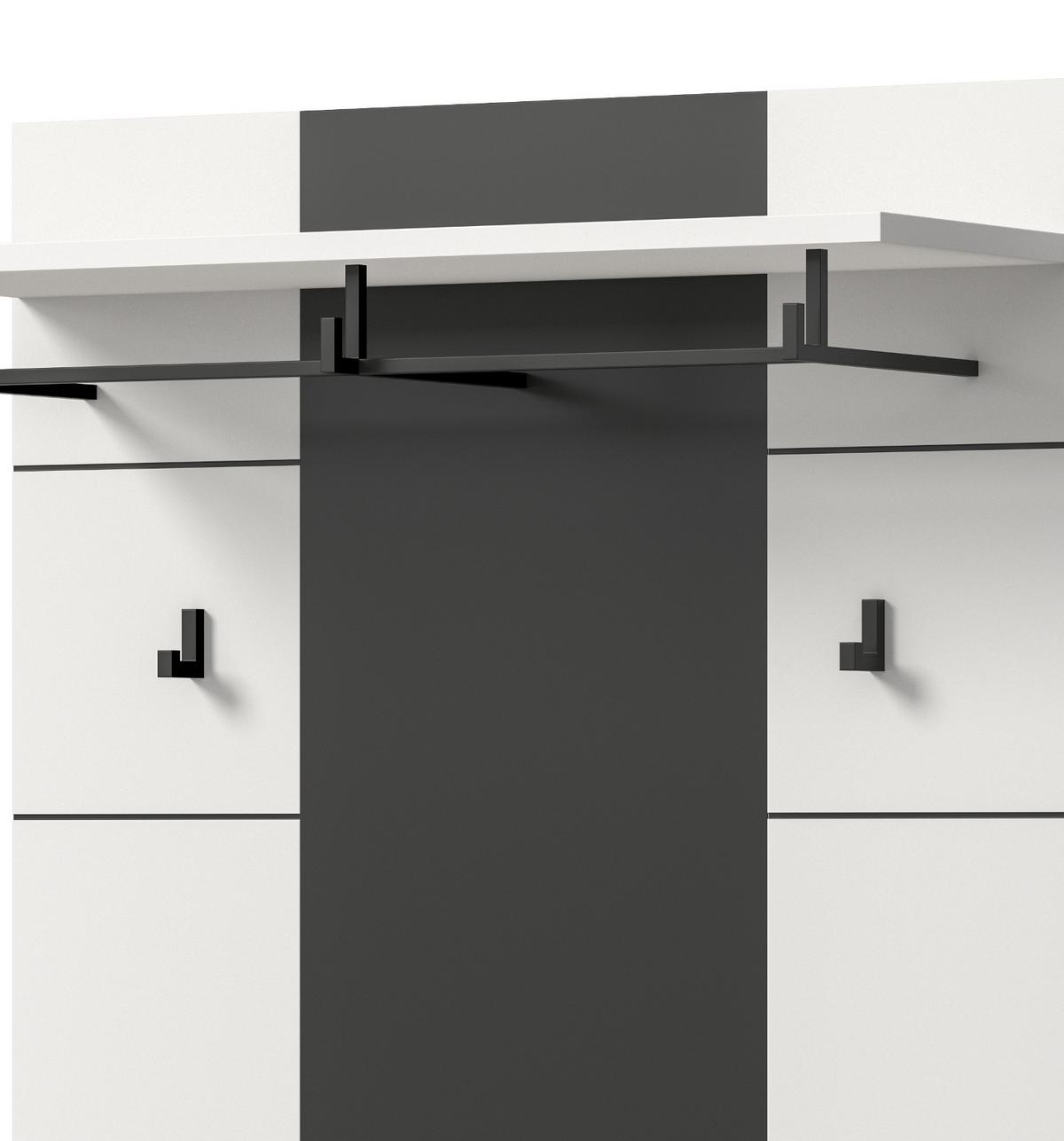 GARDEROBENPANEEL in weiß, grau, Wandgarderobe 80 x 141 cm, Cooper - Weiß/Grau, Holzwerkstoff/Metall (80/141/141cm) - Inn.Furn