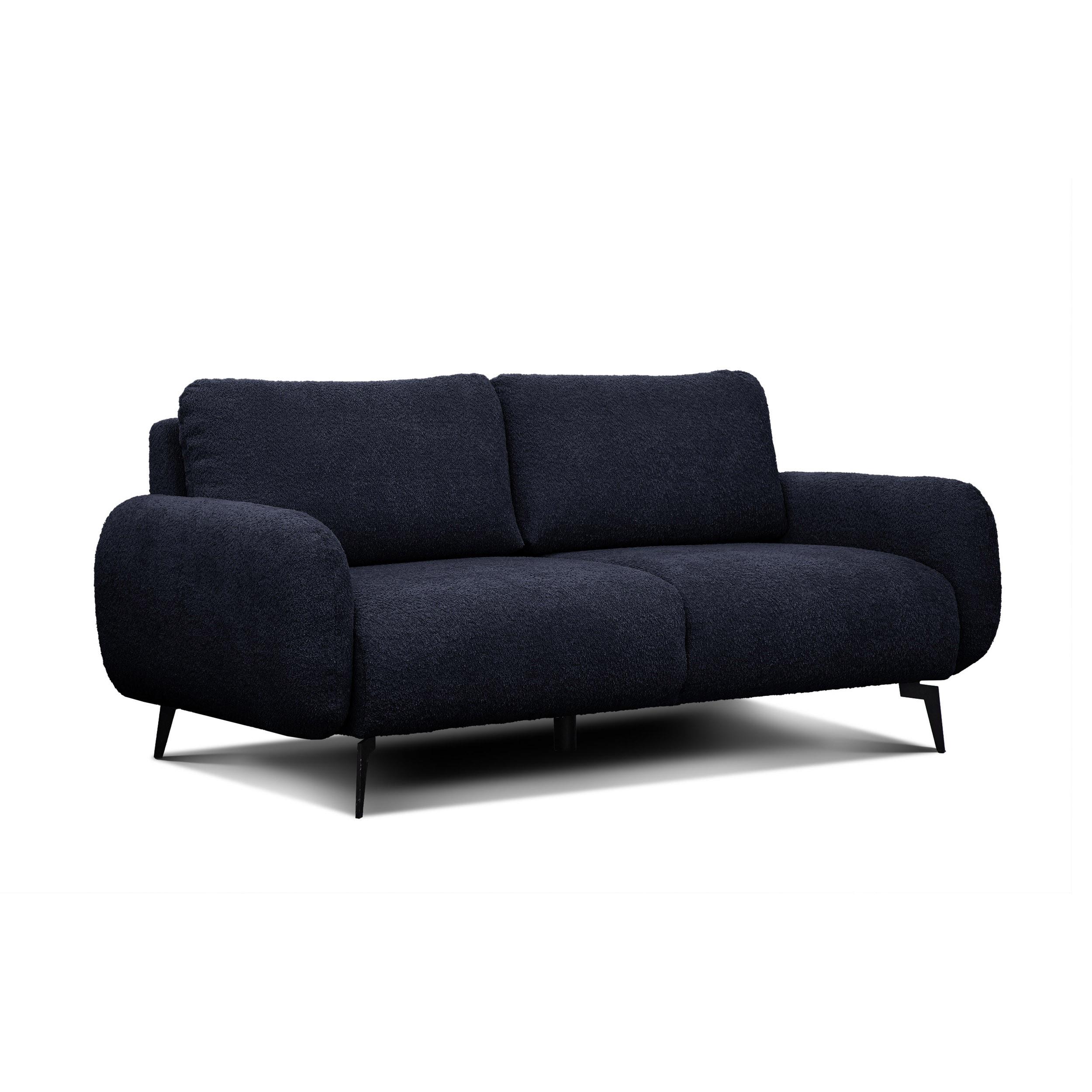 SOFA FEBE 3-Sitzer, marineblau - Schwarz/Dunkelblau, Holz/Textil (190/82/96cm) - Wozimo