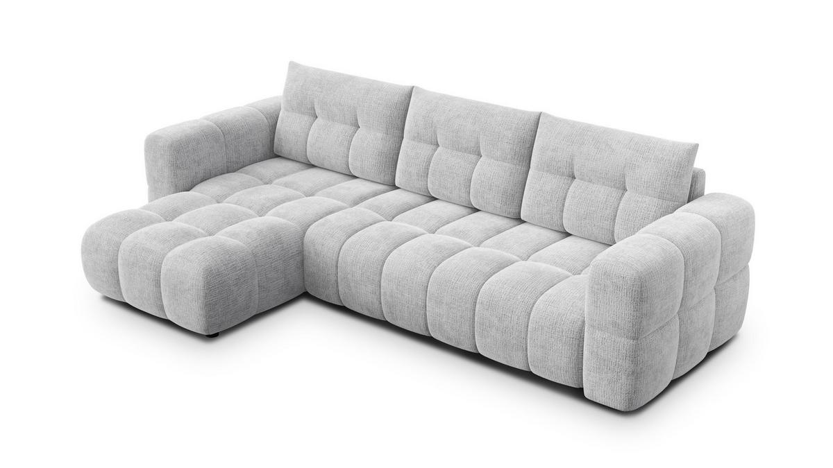 ECKSOFA CLOUDI 4-Sitzer links, hellgrau - Hellgrau/Schwarz, Holz/Textil (294/160cm) - Wozimo