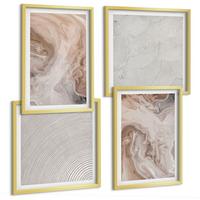 BILDER SET 4er Set - 50x50 cm & 40x60 cm Goldrahmen - Marmorstein-Texturmuster - Goldfarben, Kunststoff (50/50cm) - TULUP