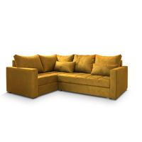 ECKSOFA LIRENO L-S Gelb Plüsch-Stoff mit Schlaffunktion - Gelb/Grau, Holz/Kunststoff (220/153cm) - MASSENO
