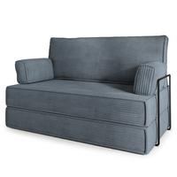 BETTSOFA LADIA aus Schaumstoff Kordstoff Grau Schlaffunktion - Grau, Textil (140/86/60cm) - MASSENO