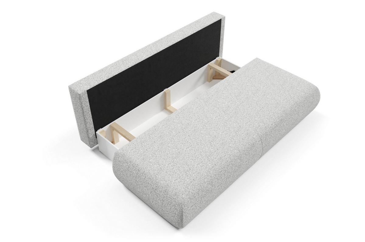 BETTSOFA DELTA Hellgrau Geflochtener Stoff mit Schlaffunktion - Hellgrau, Holz (214/74/100cm) - MASSENO