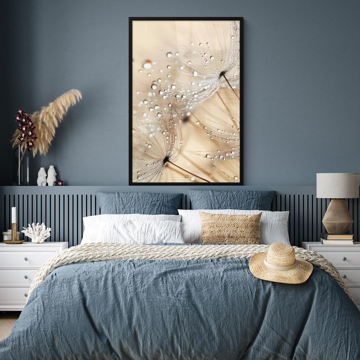 POSTER MIT RAHMENGERAHMTES BILD Löwenzahn - Abstrakt - Natur - Beige Bilderleiste 80x120 cm - Braun, Papier (80/120cm) - MuchoWow
