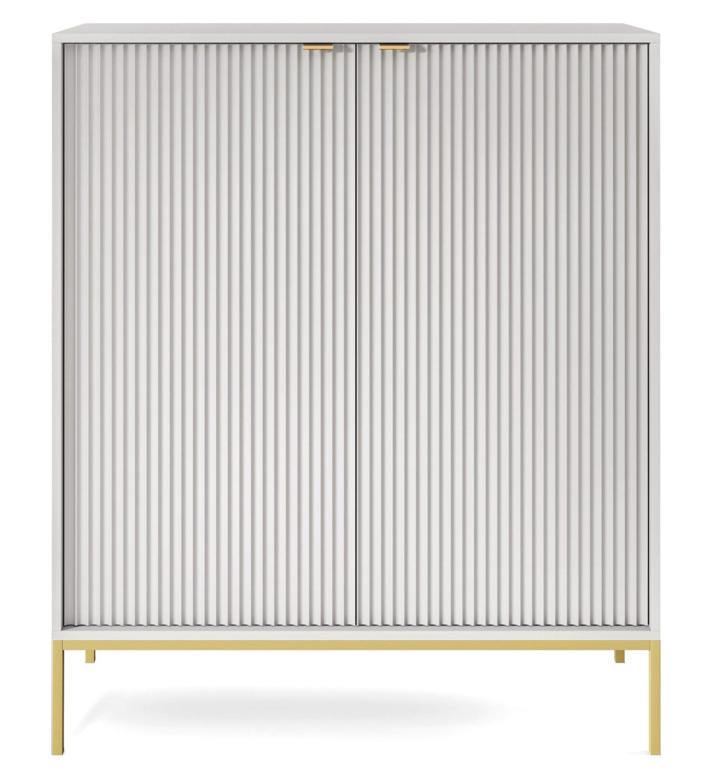 HIGHBOARD Vellore Grau mit goldenen Metallbeinen 104 cm - Goldfarben/Grau, Holzwerkstoff/Metall (104/125/39cm) - Selsey