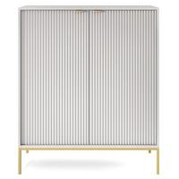 HIGHBOARD Vellore Grau mit goldenen Metallbeinen 104 cm - Goldfarben/Grau, Holzwerkstoff/Metall (104/125/39cm) - Selsey