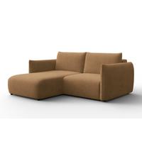 ECKSOFA TAUER 3-Sitzer LINKS, Bouclé-Stoff braun - Schwarz/Braun, Holz/Textil (173/206cm) - Courtois Laville