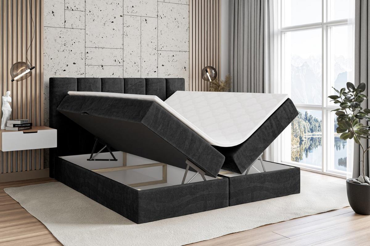 BOXBETT mit Matratze H4 und Lattenrost - BOXI1 - 140x200 cm - H4 - Schwarz - Schwarz, Holzwerkstoff (140/200cm) - ALTDECOR