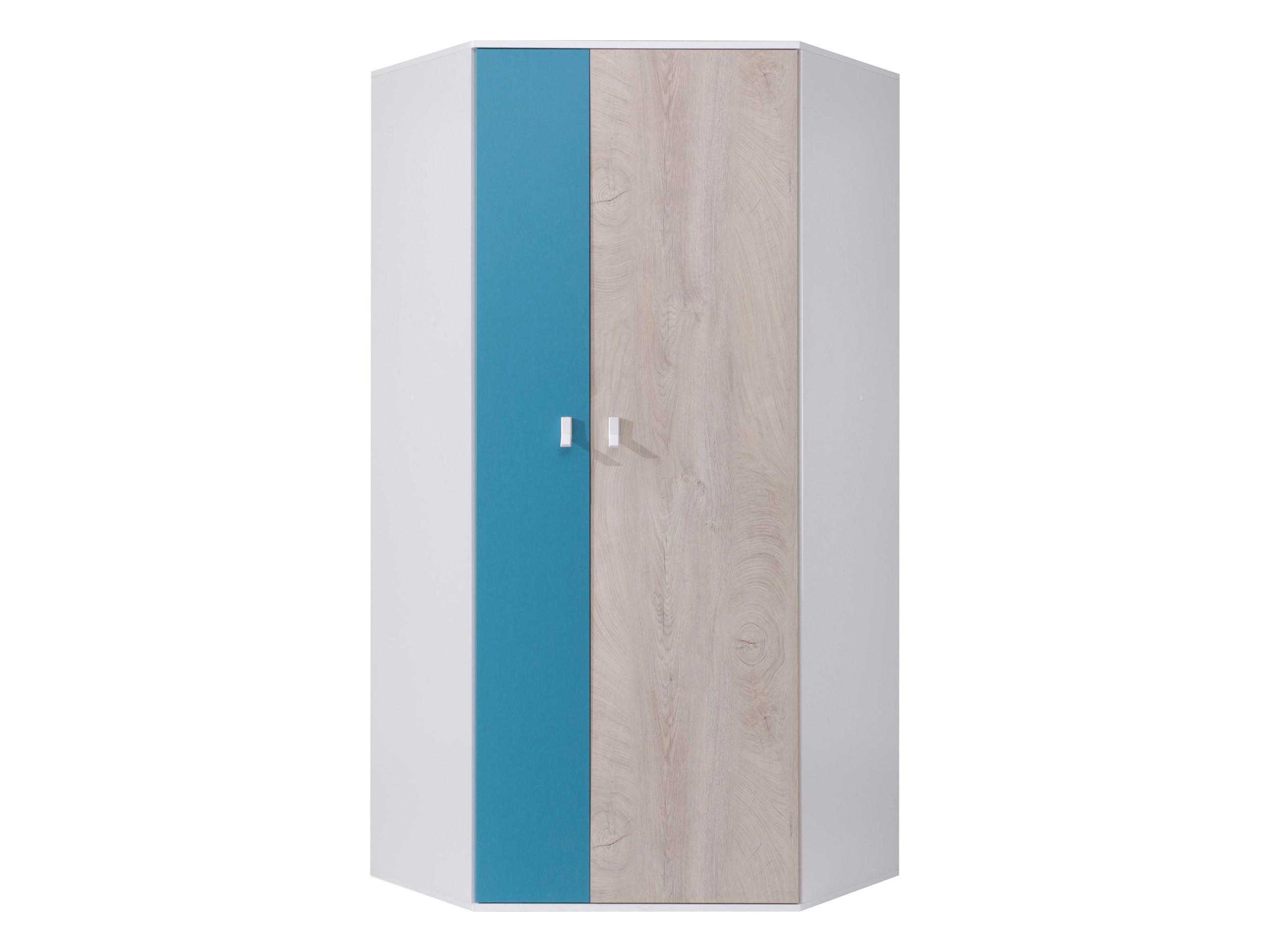 ECKKLEIDERSCHRANK Planet 02 L / P - Blau/Eichefarben, Holzwerkstoff (90/190/90cm) - MIRJAN24