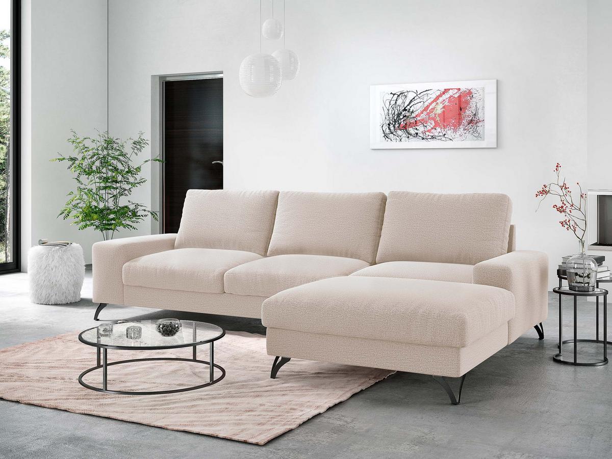 ECKSOFA Flavio, Seite: Rechts - L4+L2F+R1F - Schwarz/Naturfarben, Holz/Textil (300/179cm) - MIRJAN24