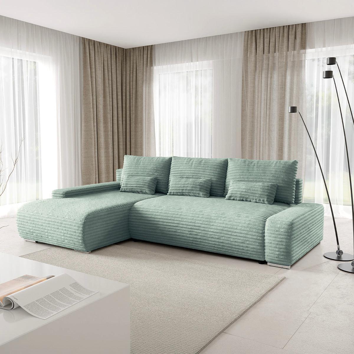 ECKSOFA Ivana 3 Sitzplätze Hellgrün - Grün, Holz (265/172cm) - Petits-meubles