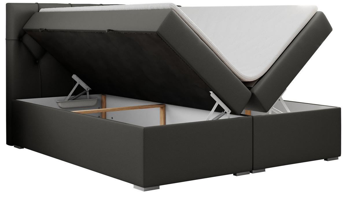 BOXBETT ALDA 120/200 Dunkelgrau Kunstleder - H3 - Dunkelgrau, Holz/Textil (120/200cm) - MKS