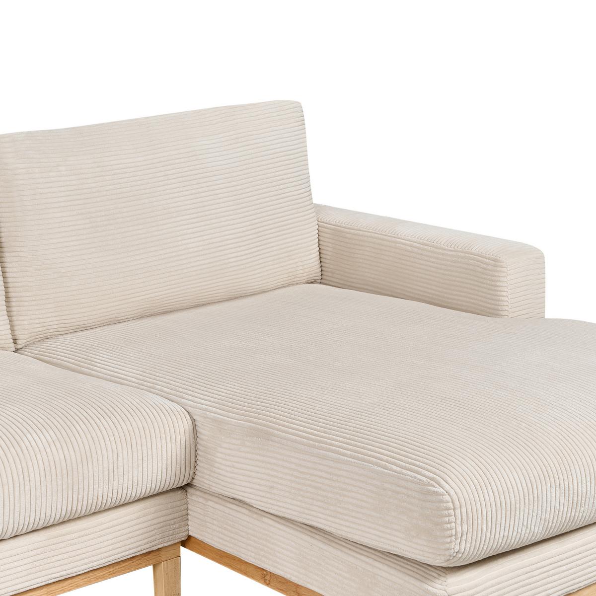 ECKSOFA 4-Sitzer Cord Hellbeige linksseitig Siggard - Beige/Braun, Textil (321/168cm) - Beliani