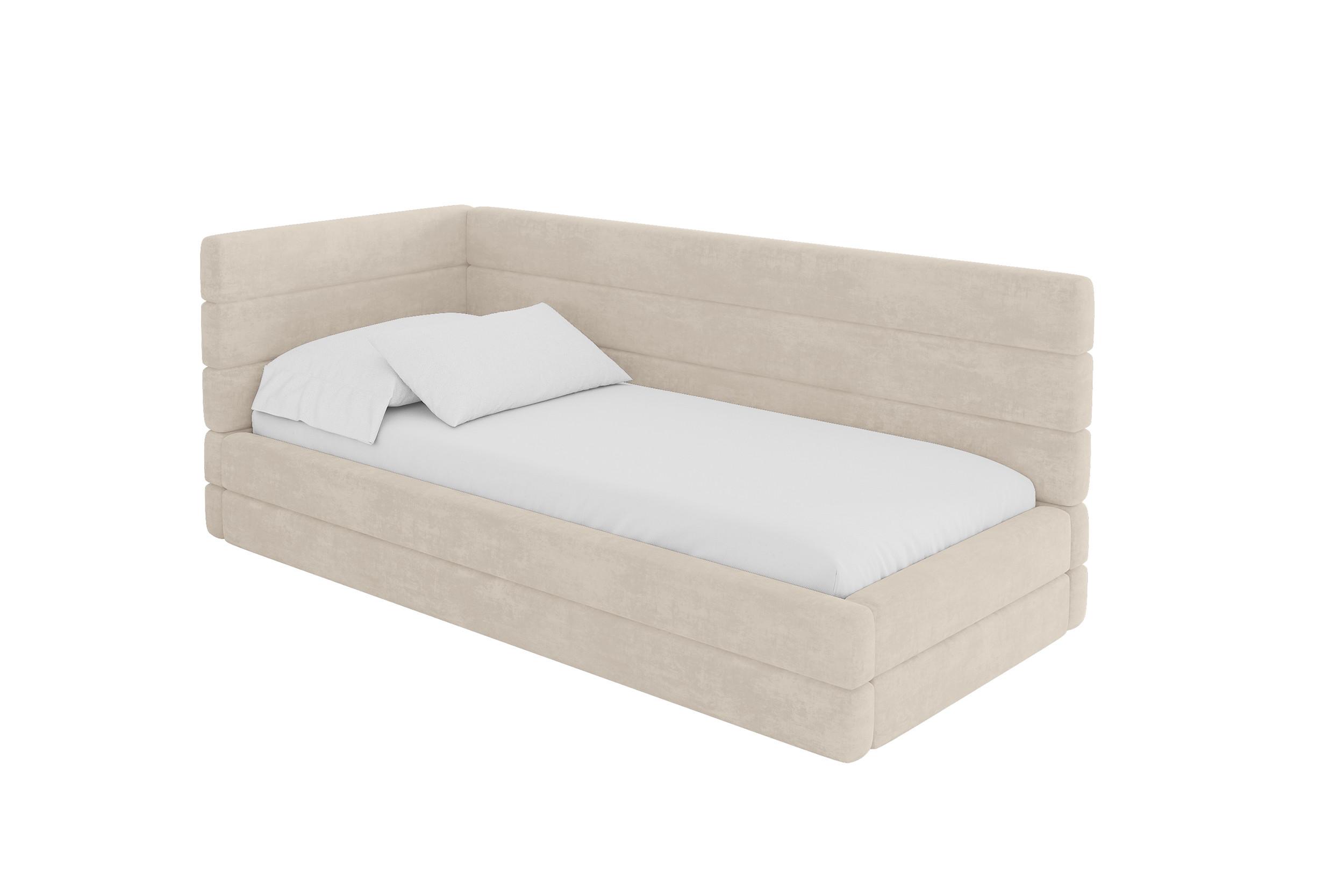 EINZELLBETT Jugendbett mit Bettkasten, Rechts - BEMY 100x200 Beige - Naturfarben, Holzwerkstoff/Textil (100/200cm) - ALTDECOR