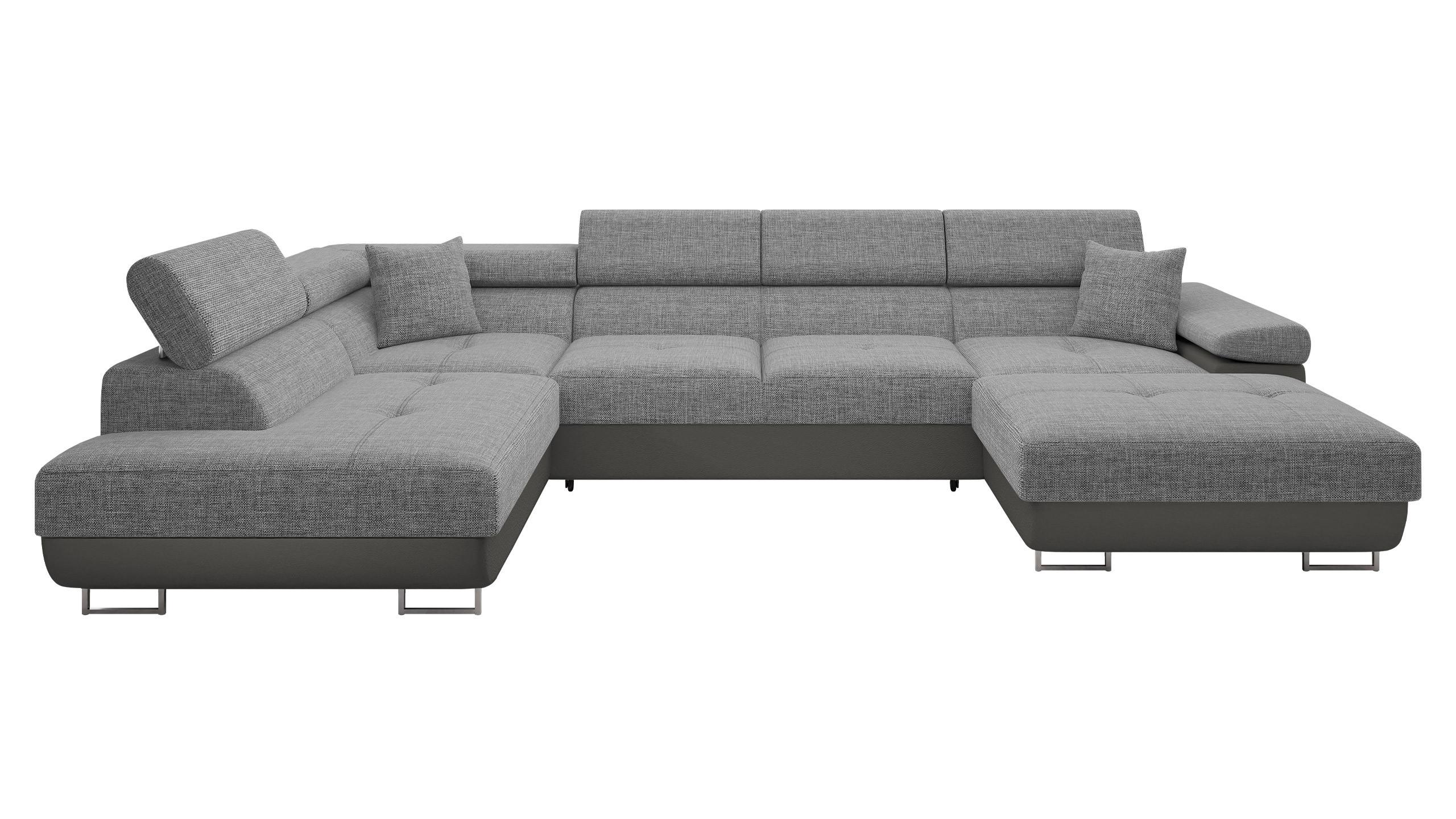 WOHNLANDSCHAFT Torezio Bis, Seite: Links - Alufarben, Holz/Textil (346/90/203cm) - MIRJAN24