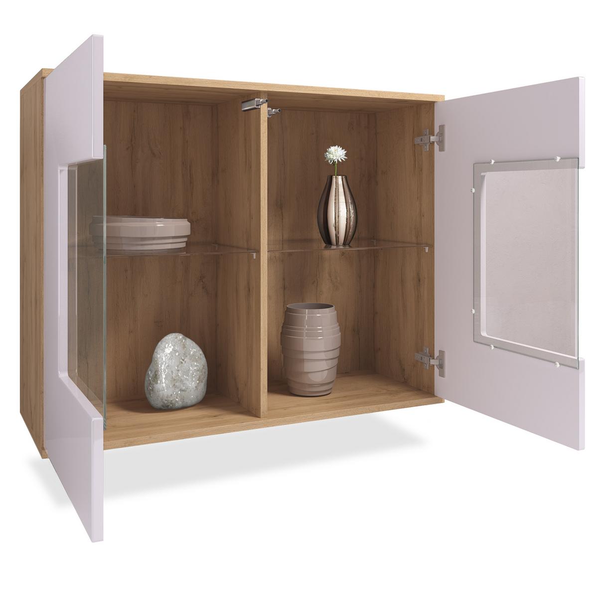 KOMMODE Grömitz Sandgrau Hochglanz - Sandfarben, Holzwerkstoff (92.5/73.5/35cm) - Vladon