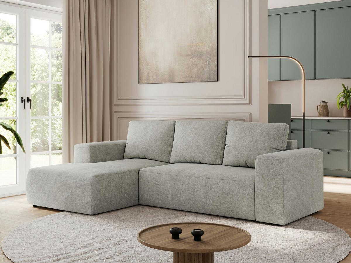 ECKSOFA TRENTINO L Hellgrau Stukture - Links - Hellgrau/Schwarz, Kunststoff/Textil (266/164cm) - MKS