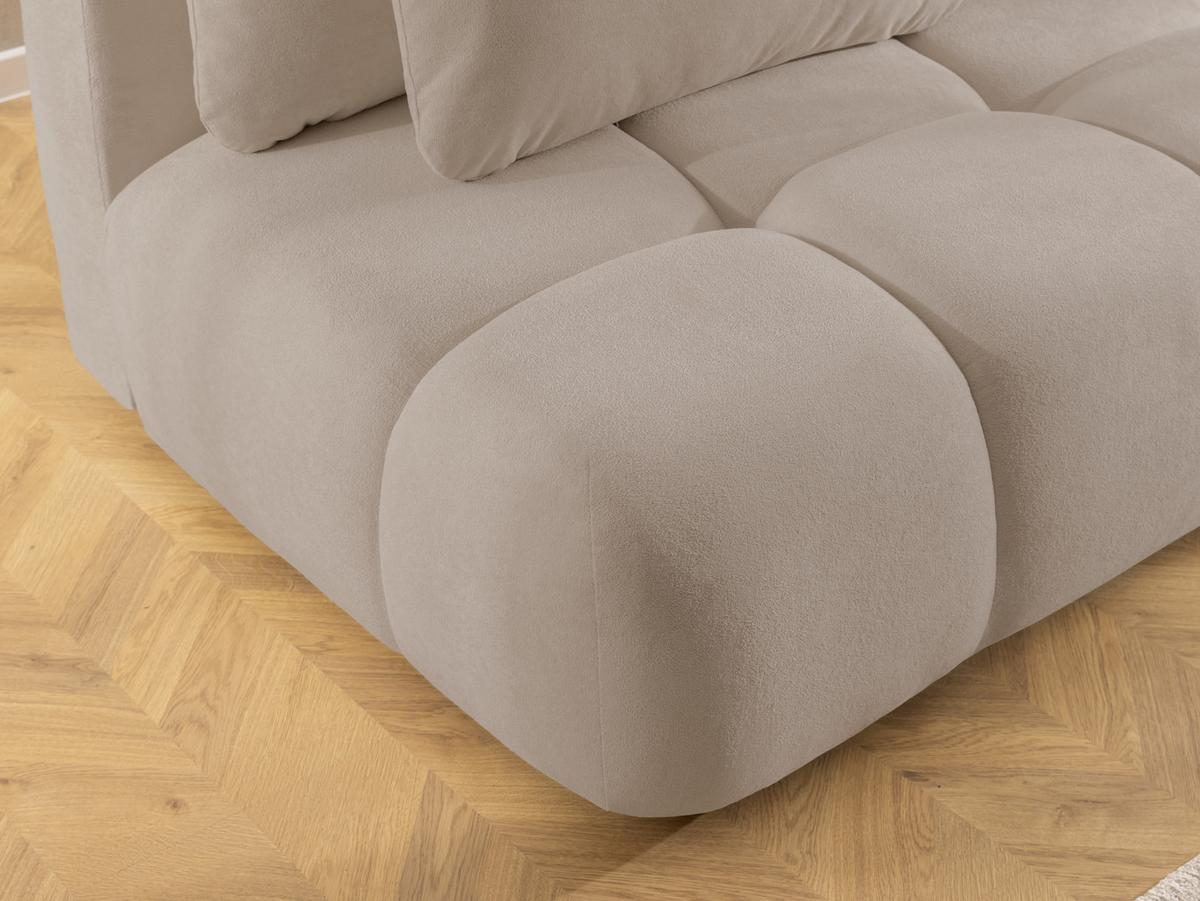 SCHLAFSOFA Belluno aus hochwertigem Dunkelbeige Plüschstoff mit Bettkasten und tiefen Steppungen in Bubble-Optik - Schwarz/Cappuccino, Holz/Kunststoff (205/87/105cm) - S-Style