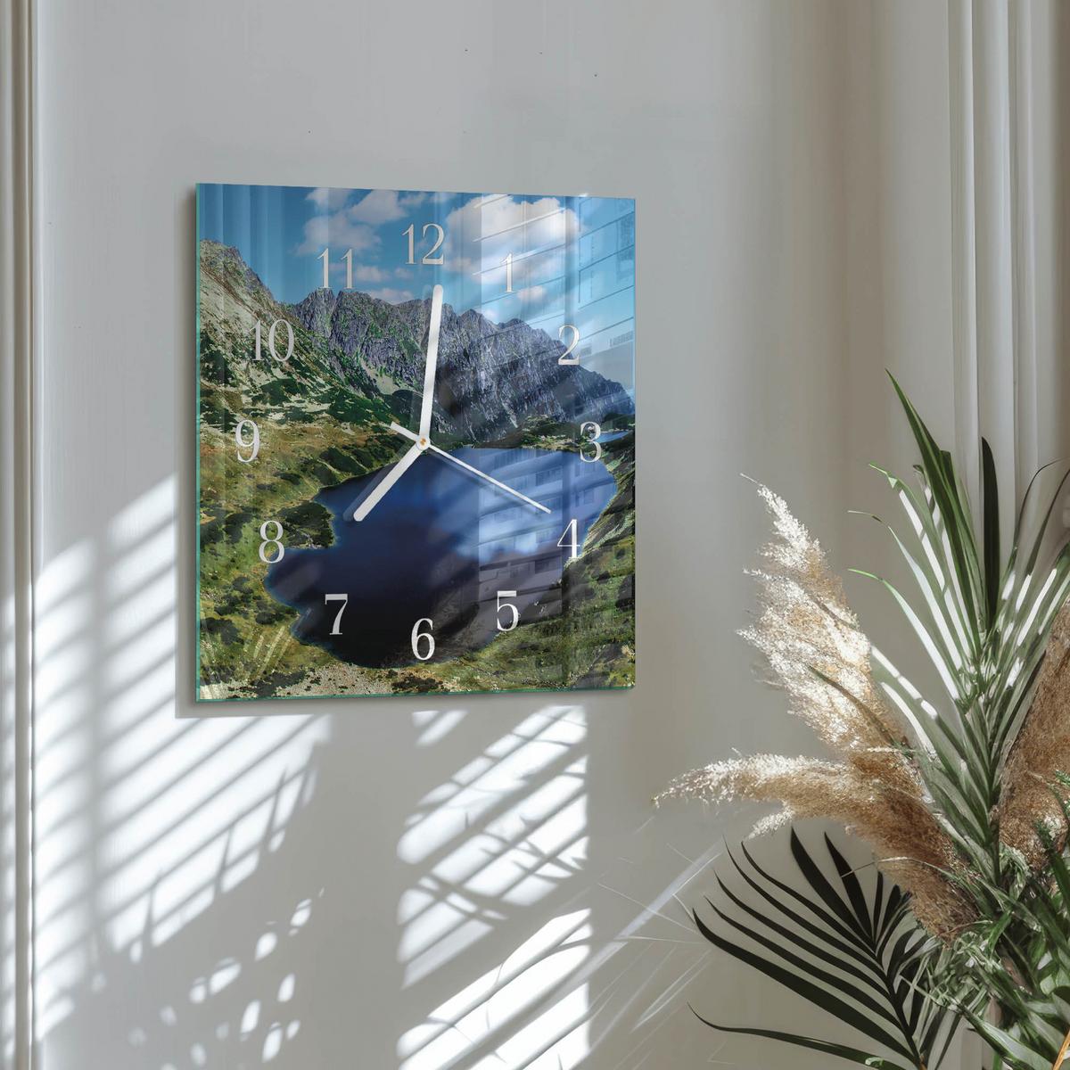 WANDUHR aus Glas 30x30 cm - Morskie Oko - Blau, Glas (30/30/0.4cm) - TULUP