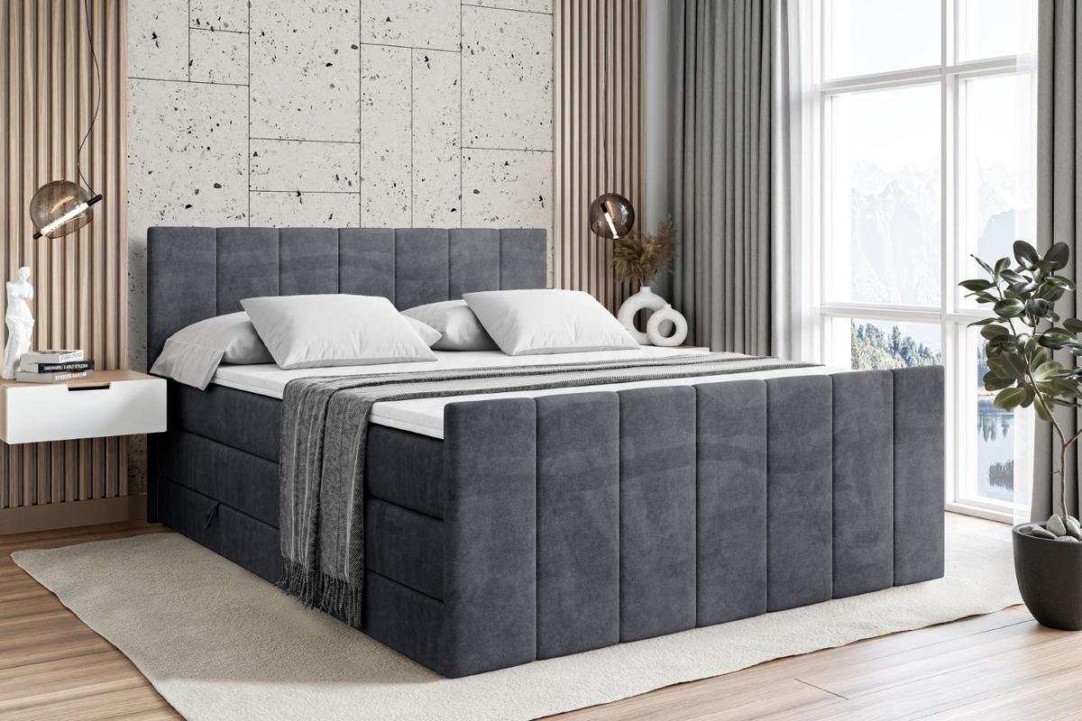 BOXSPRINGBETT MOETI-Z KING - 120x200 - H3/H4 - Dunkelgrau - Dunkelgrau, Holzwerkstoff (120/200cm) - ALTDECOR