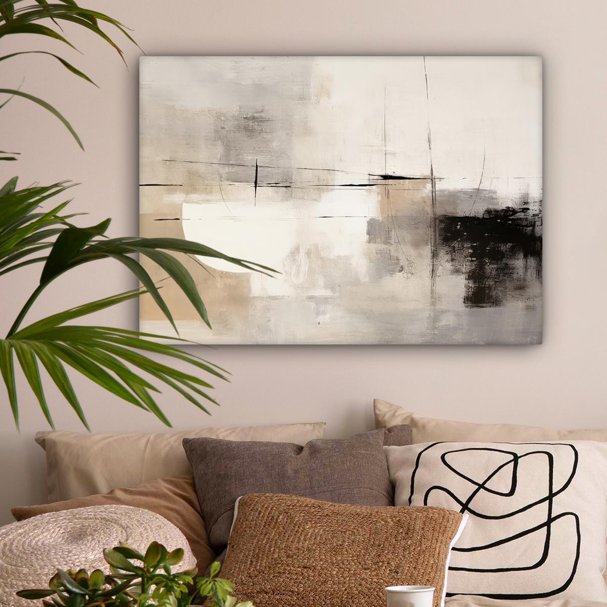 LEINWANDBILD Abstrakt - Kunst - Grau Wandbilder 80x60 cm - Hellgrau, Textil (80/60cm) - MuchoWow