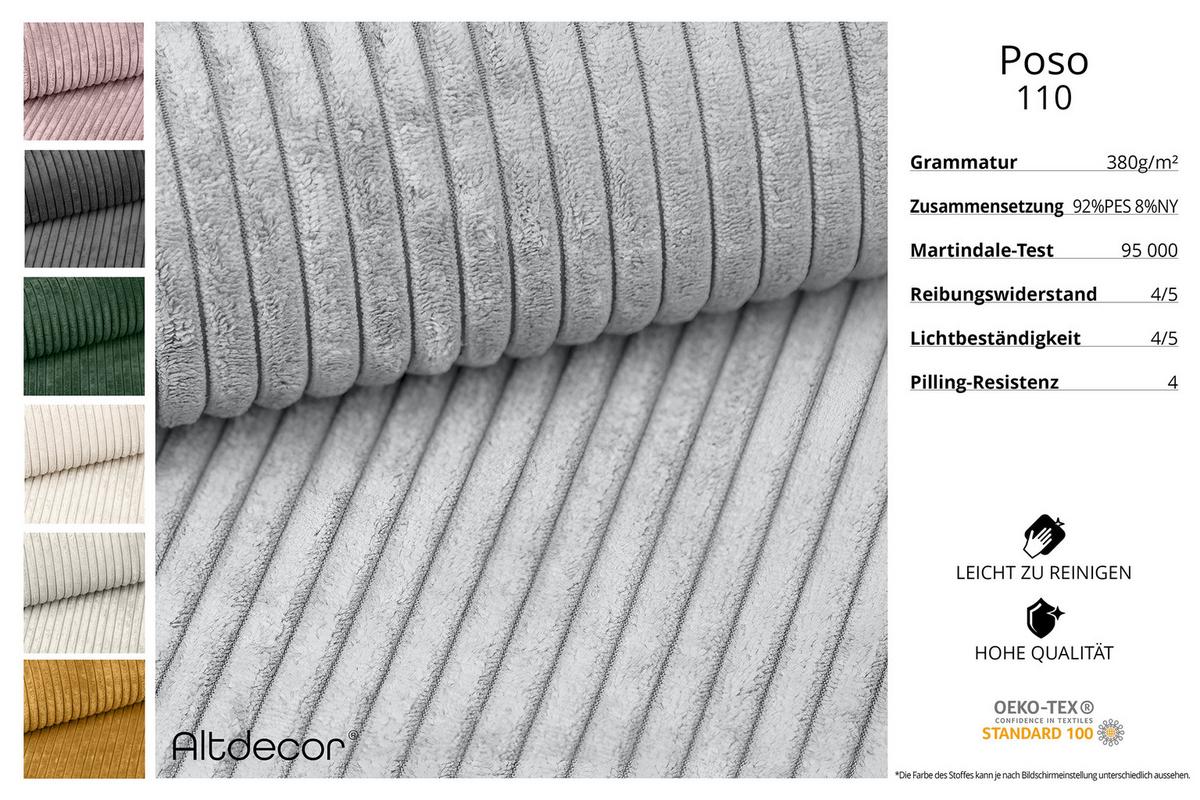 ECKSOFA mit Schlaffunktion und Bettkasten LIRA-L - 264x172x89Grau - Grau, Holzwerkstoff/Textil (264/172cm) - ALTDECOR
