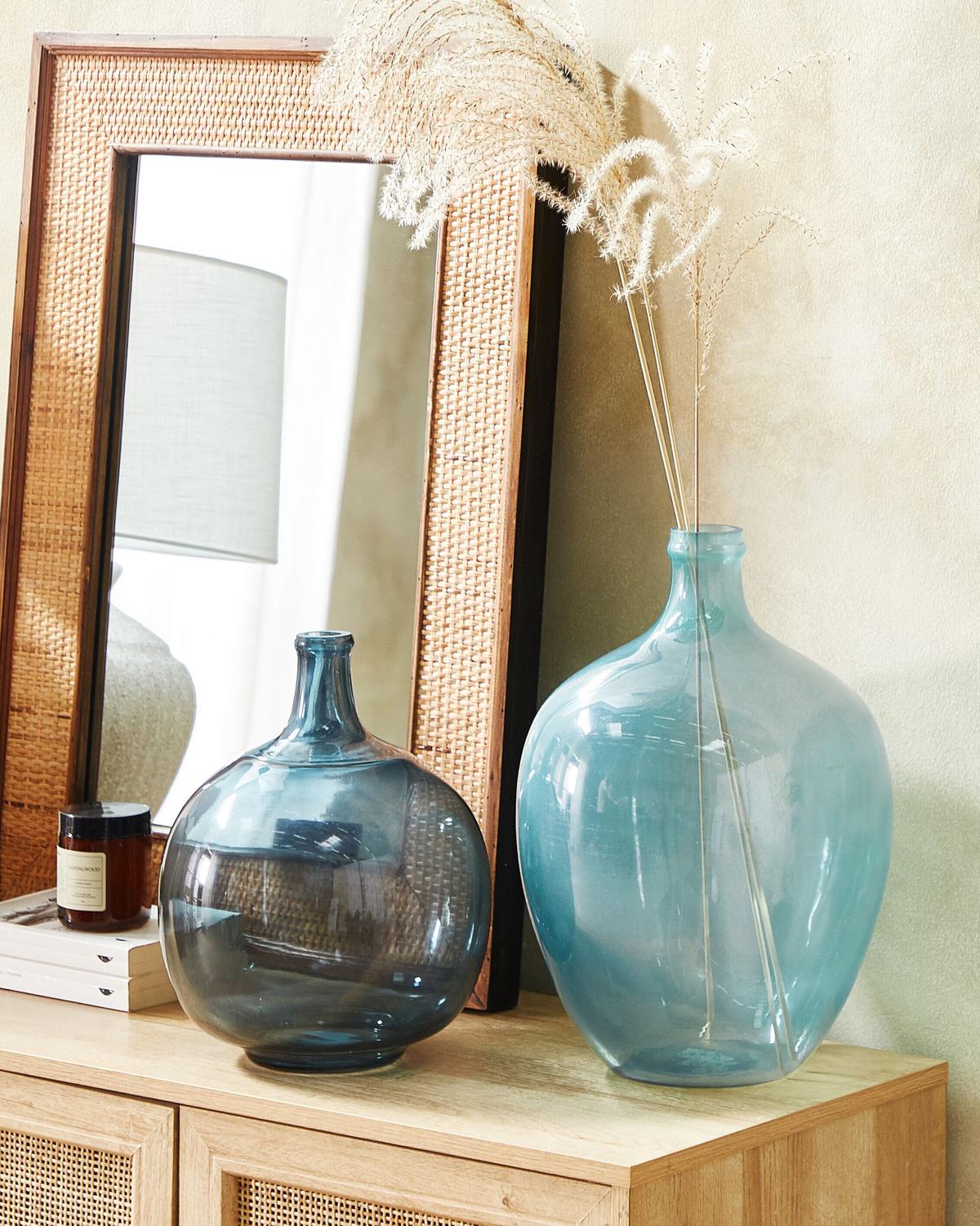 DEKOVASE Glas blau Roti - Hellblau, Glas (39cm) - Beliani