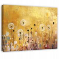 LEINWANDBILD Abstrakt Blumen Wiese Gold Modern Wohnzimmer 120x80 - Multicolor, Holzwerkstoff (120/80cm) - Wallarena