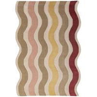WOLLTEPPICH handgetuftet MONNOW, Wellenstreifen, Natur-Rot, 140 x 200 cm - Beige, Textil (140/200cm) - KADIMA DESIGN