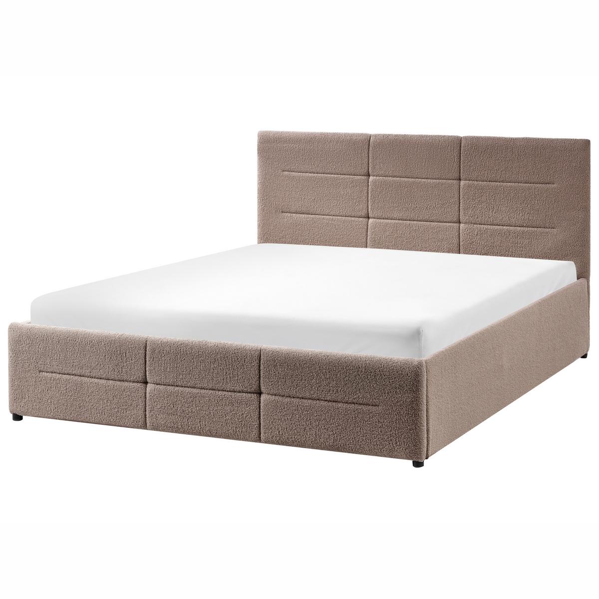 BETT mit Stauraum 140/200 cm Bouclé Taupe Massognes - Taupe, Textil (140/200cm) - Beliani