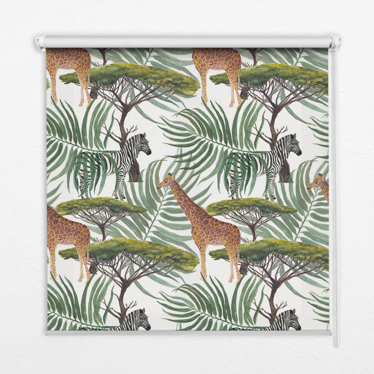 INNENROLLO - Fensterrollo - Rollo - 130x140 cm - Tiere und Bäume - Gelb, Kunststoff (130/140/0.5cm) - TULUP