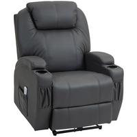 RELAXSESSEL mit Massagefunktion, Elektrisch Fernsehsessel mit Liegefunktion - Dunkelgrau/Schwarz, Leder (97/110/82cm) - HOMCOM