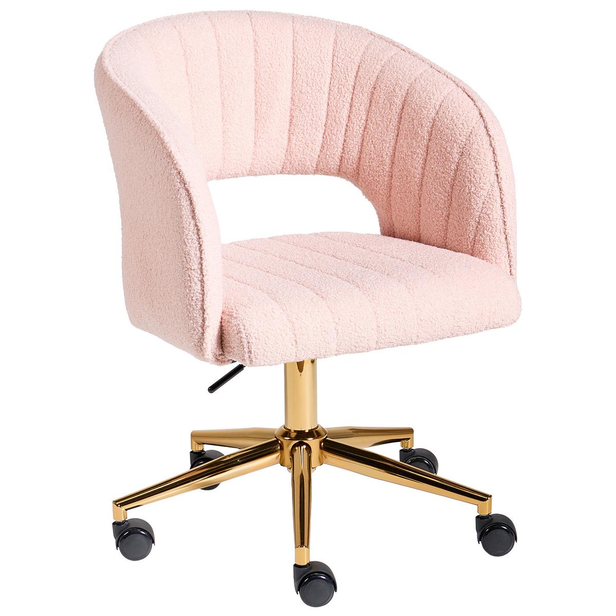 SCHREIBTISCHSTUHL Bouclé Pastellrosa Katonah - Pink, Textil (57/78/57cm) - Beliani
