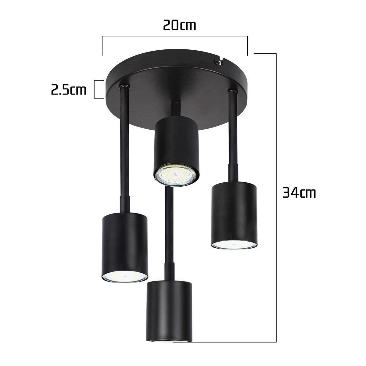 DECKENSTRAHLER Maeder 4-flammig 20/20/34cm - Schwarz, Metall (20/20/34cm) - Nettlife