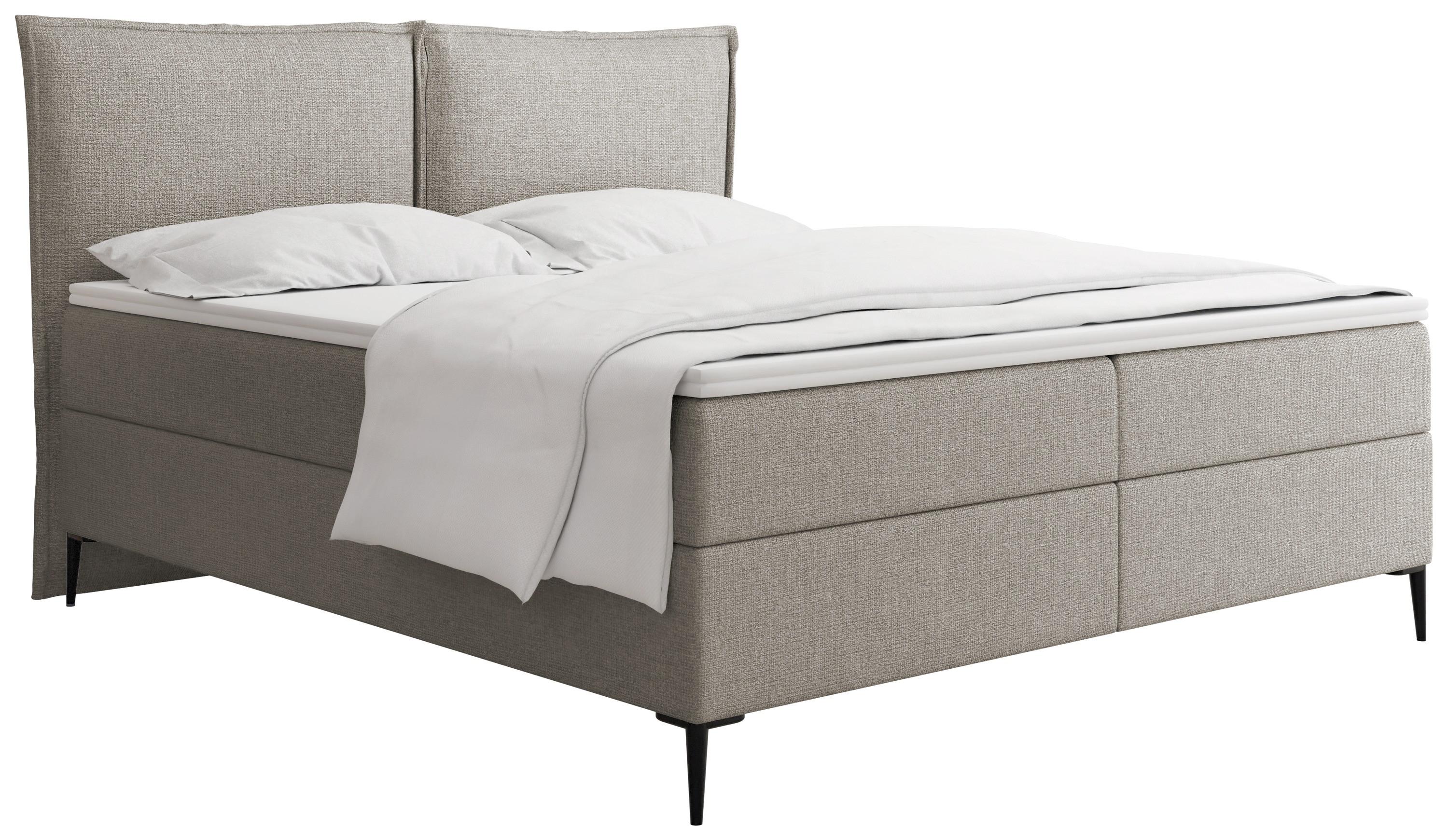 BOXBETT Calio Rise mit Bettkasten, Taupe Chenille 200x200 cm – inkl. H4 Taschenfederkern Matratze & Foam Topper - Taupe/Beige, Holz/Holzwerkstoff (200/200cm) - WFL GROUP
