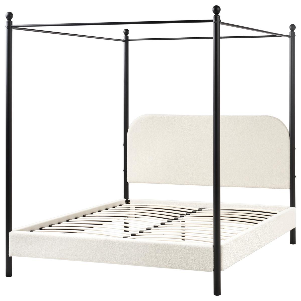 HIMMELBETT 140x200 cm Weiß Dannemois - Creme, Textil (140/200cm) - Beliani