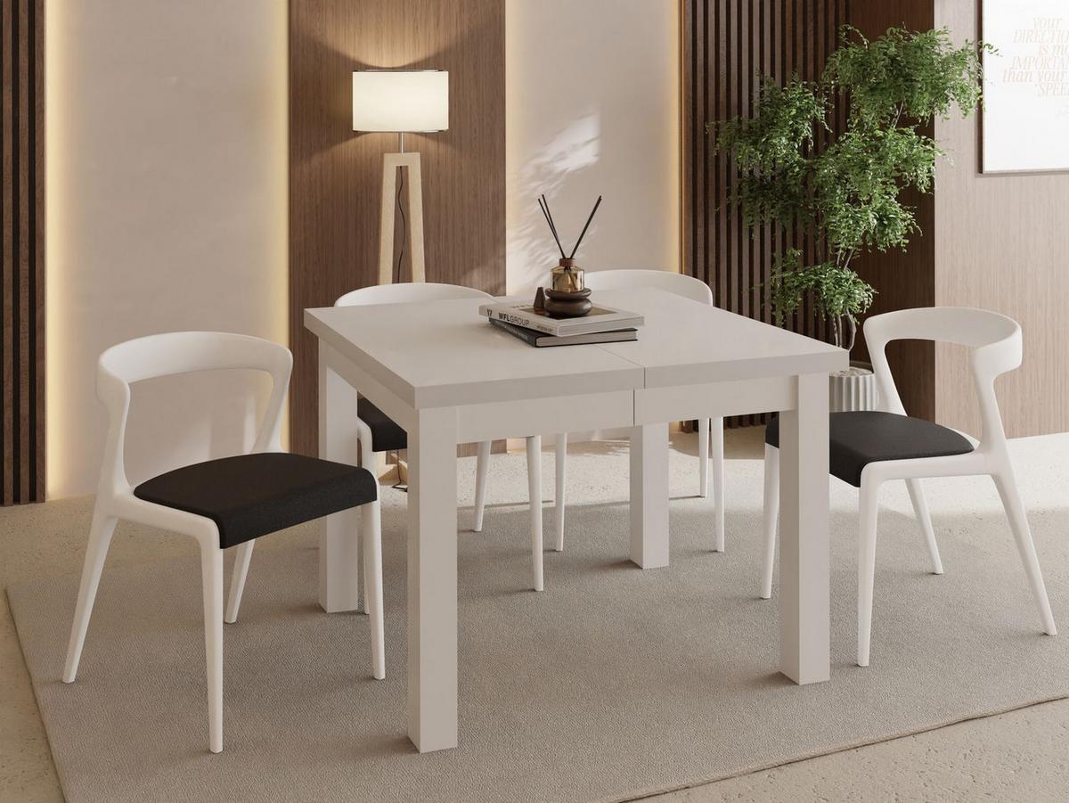ESSTISCH Toren Weiß ausziehbar verlängerbar quadratisch, Kaschmir 90-290/90/76.5 cm - Kaschmir/Beige, Holz/Holzwerkstoff (90/290/76.5cm) - WFL GROUP