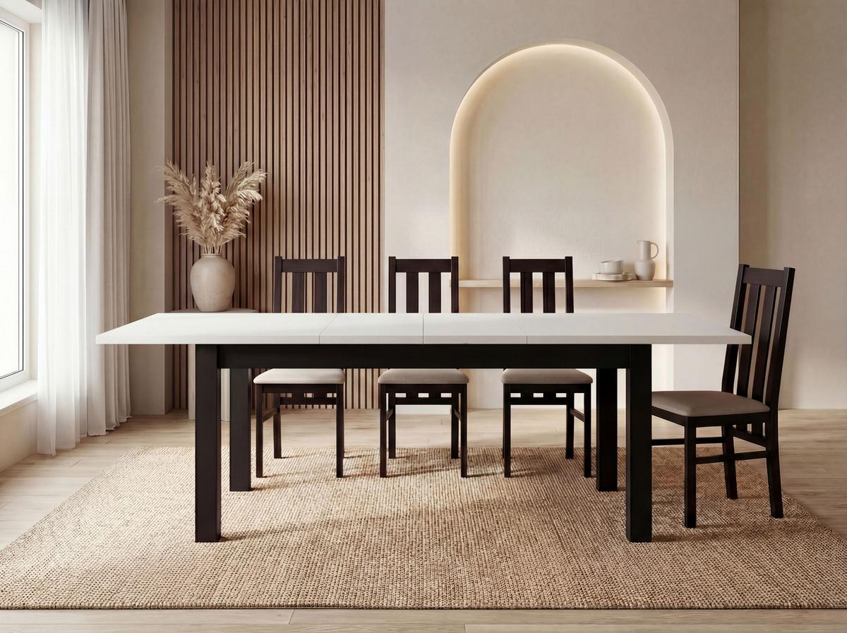 ESSTISCH Lindberg ausziehbar verlängerbar rechteckig, Weiß 160-240/90/77 cm - Schwarz/Weiß, Holz/Holzwerkstoff (90/240/76.5cm) - WFL GROUP
