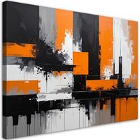 BILD auf Leinwand, Schwarz orangefarbene Abstrakt - Orange, Textil (120/80cm) - Feeby