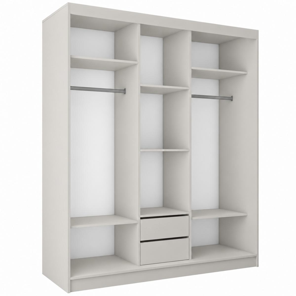 SCHWEBETÜRENSCHRANK Debra mit 3 Türen, 180/216/61 Kaschmir mit Spiegel - Kaschmir, Holzwerkstoff (180/216/61cm) - Beautysofa