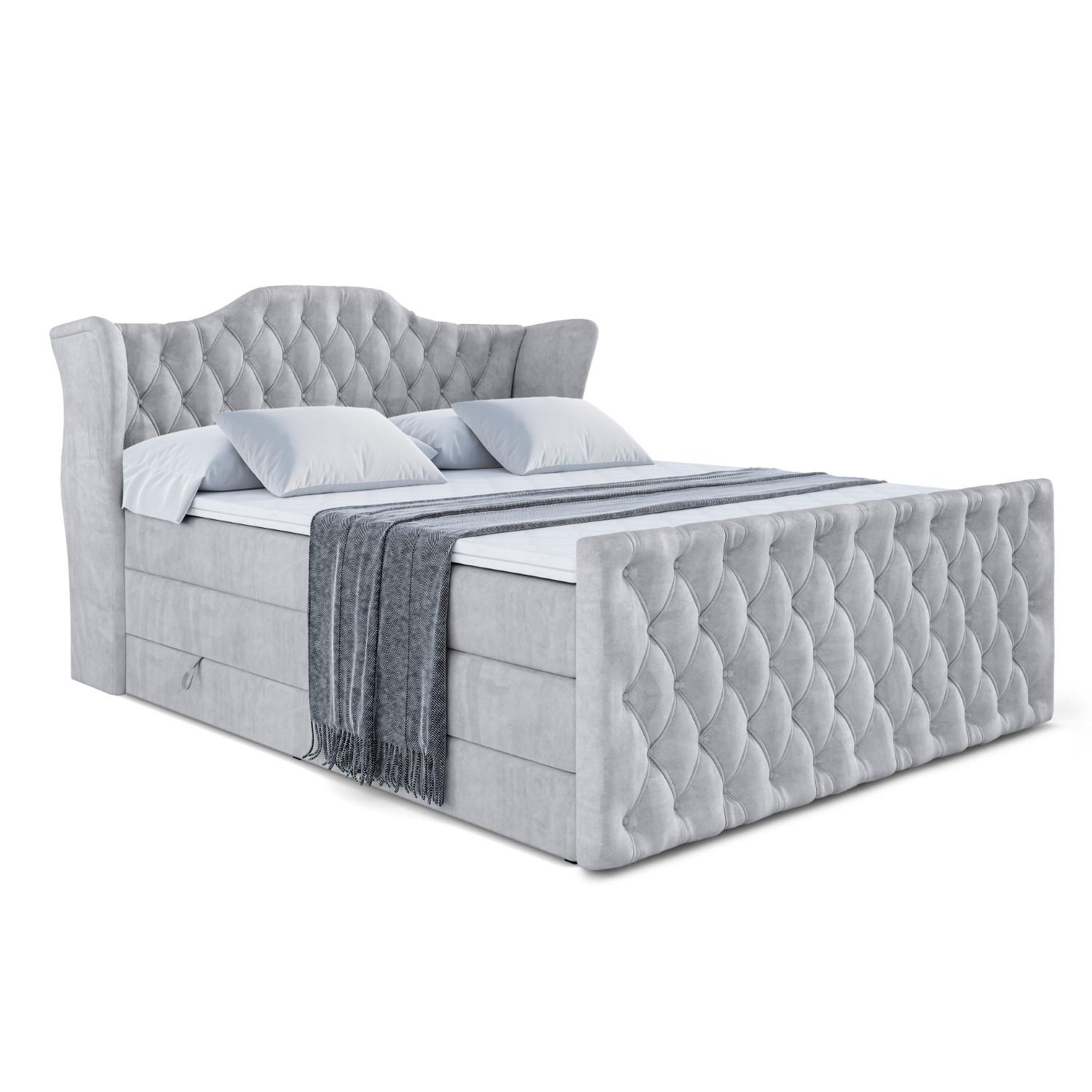 BOXSPRINGBETT VILA-Z KING - 140x200 - H3/H4 - Hellgrau - Hellgrau, Holzwerkstoff (140/200cm) - ALTDECOR