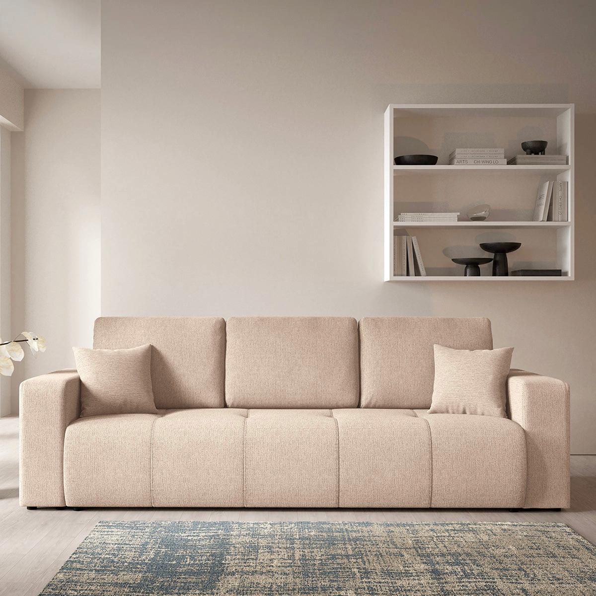 SOFA Vasco 3 Sitzplätze Beige - Beige, Holz (244/86/92cm) - Petits-meubles