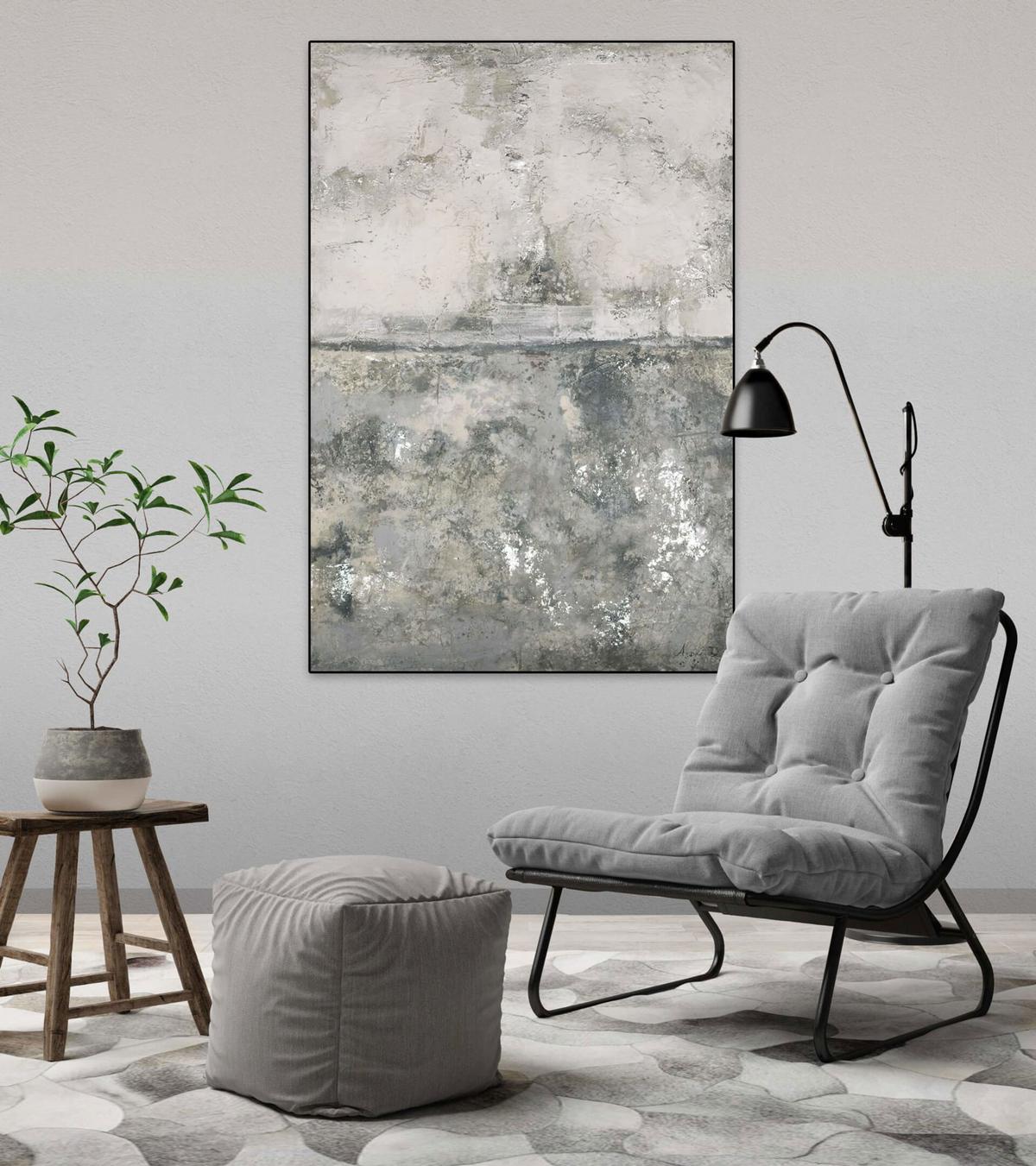 ACRYLBILD HANDGEMALT 80/120 cm - Grau, Holz/Textil (80/120cm) - KUNSTLOFT