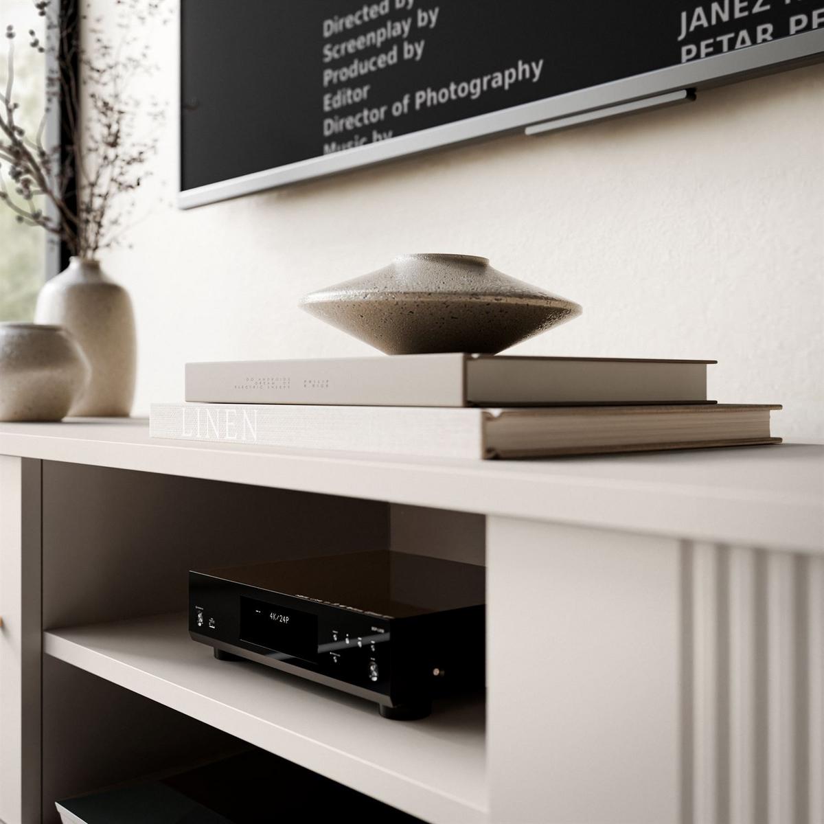 TV-UNIT VIVALDI mit geriffelten Fronten - Kaschmir, Holzwerkstoff (155/51/39cm) - Lookway